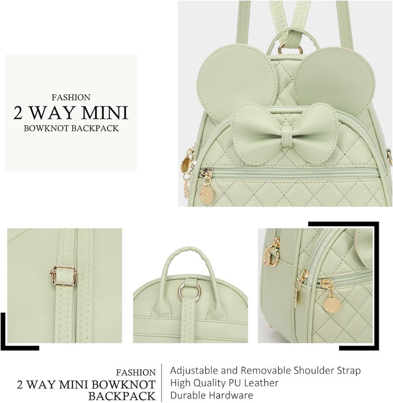 KL928 Girls Mini Backpack Bowknot Polka Dot Cute Small Daypacks Convertible Shoulder Bag Purse for Women - Image 5